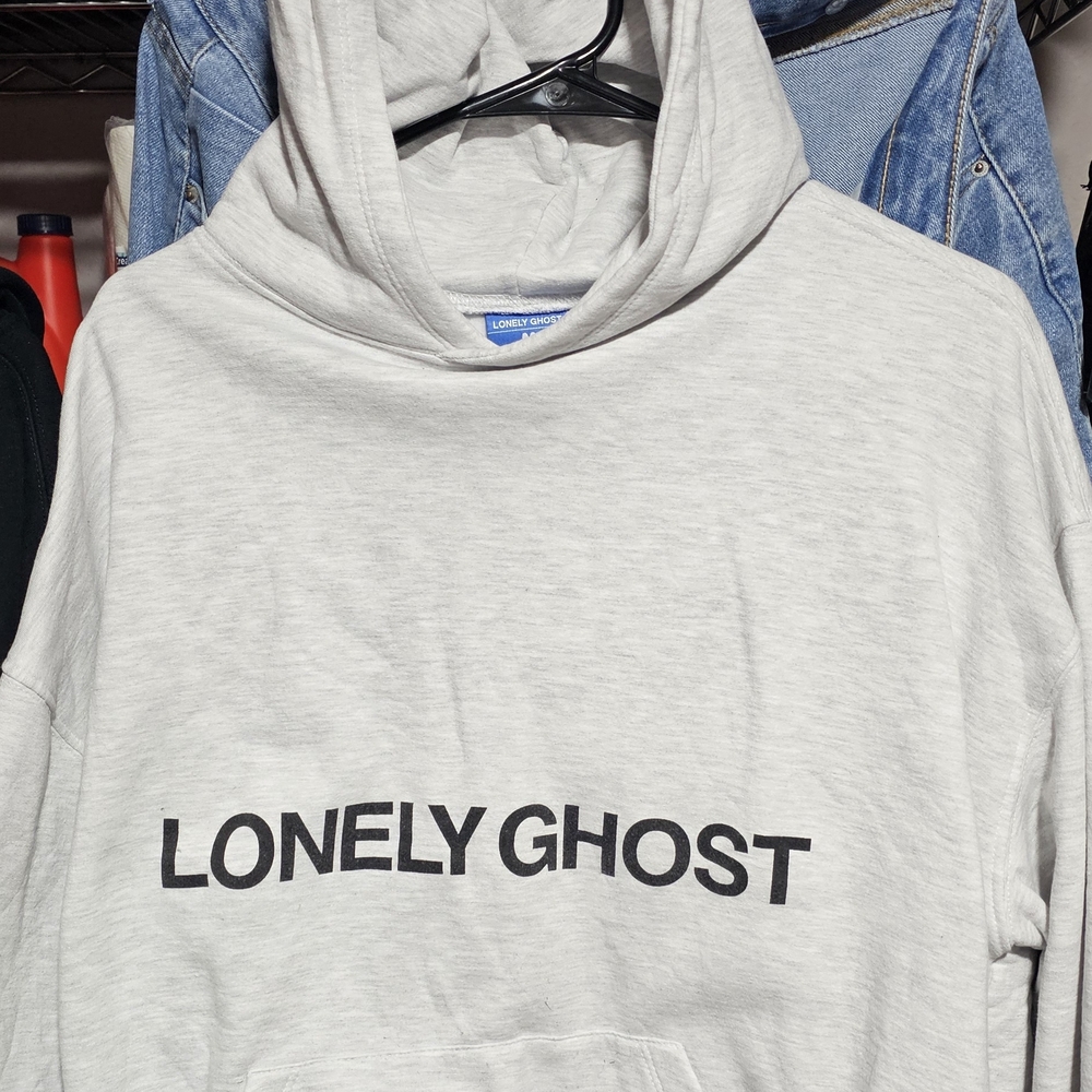 Lonely Ghost Light Gray Hoodie with Black Logo